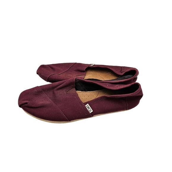 TOMS Red Shoes Womens 10 Slip On Canvas Grey Recycled Comfy Minimalist Timeless - Picture 3 of 10